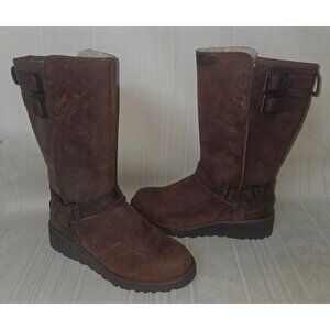 UGG Australia Jasper Brown Leather Lined Winter Boots Women Size US 7 #1009280